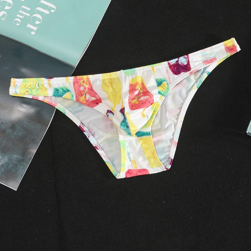 Мужское треугольное нижнее белье, U-образный выпуклый крой, низкая посадка, спортивные, летние, шорты с принтом