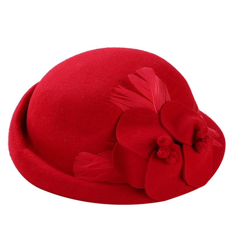 2017 Winter Beret Hat For Women's 100%Real Wool Beret Hat Fashion Female Beanie Cap Brand Flower French Trilby Soft Church Hat