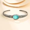 Men and Womens Bracelets Retro Pattern Inlaid Turquoise Bracelets Retro Opening Bracelets