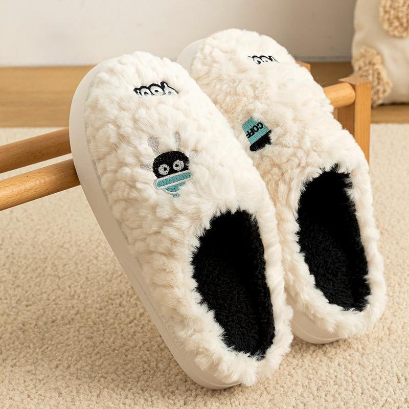 Хлопковые тапочки для женщин на осень и зиму, домашние комнатные противоскользящие плюшевые тапочки на толстой подошве