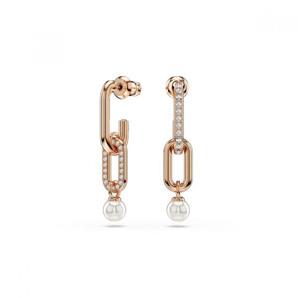 Swarovski Rose Gold Crystal Pearl Drop Earrings 5728585