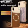 KEYSION Роскошный магнитный чехол для телефона из ПУ кожи для ароматерапии для iPhone X XS Max, беспроводная зарядка, безрамочная задняя крышка