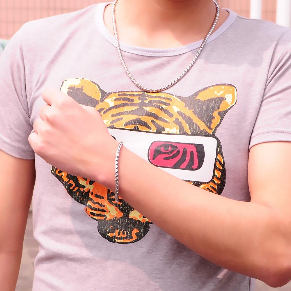 100% стерлингового серебра 925 пробы, мужское ожерелье с подвеской, мужская мода, однотонное серебряное ювелирное изделие, цепочка в виде змеи, 4 мм, 22 дюйма