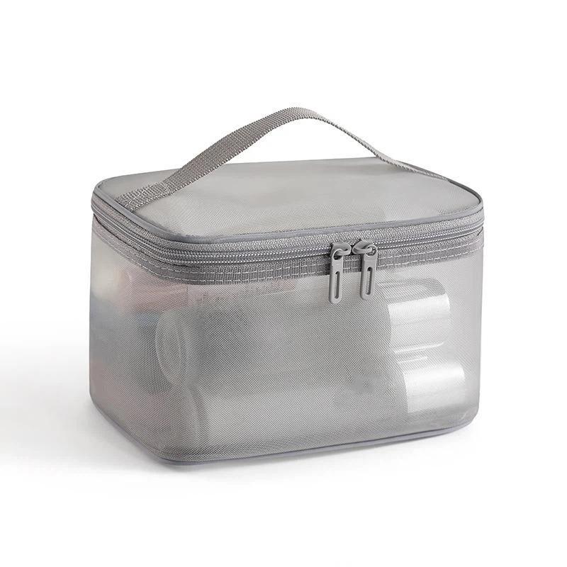 Portable Transparent Mesh Travel Toiletry Bag Large Capacity Visible Easy Access Storage Pouch for Weekend Getaway