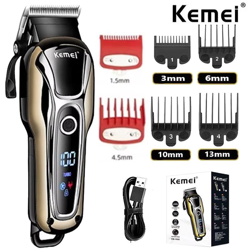 Kemei 1990 новая машинка для стрижки волос профессиональная машинка для стрижки волос мужская машинка для стрижки волос электрический триммер ЖК-дисплей машинка для стрижки волос Универсальный набор