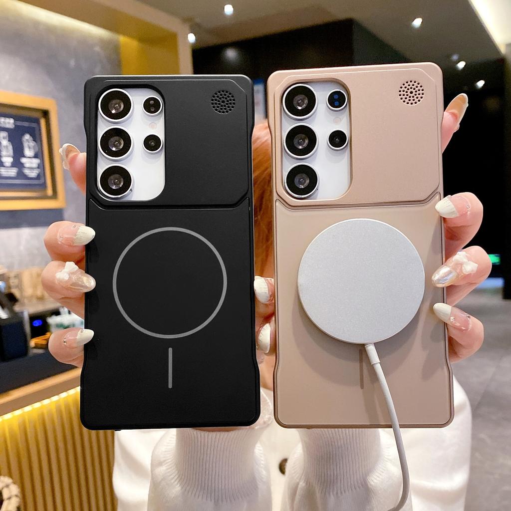 Suitable for Samsung S23ULTRA Aromatherapy AG Matte Frameless Mobile Phone Case S25 S24U Thin Circle Magnetic Suction Protective Case