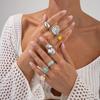 5pcs/7pcs Stackable Opening Rings Set Irregular Retro Metal Ring Chunky Smooth Rings  Daily Wear