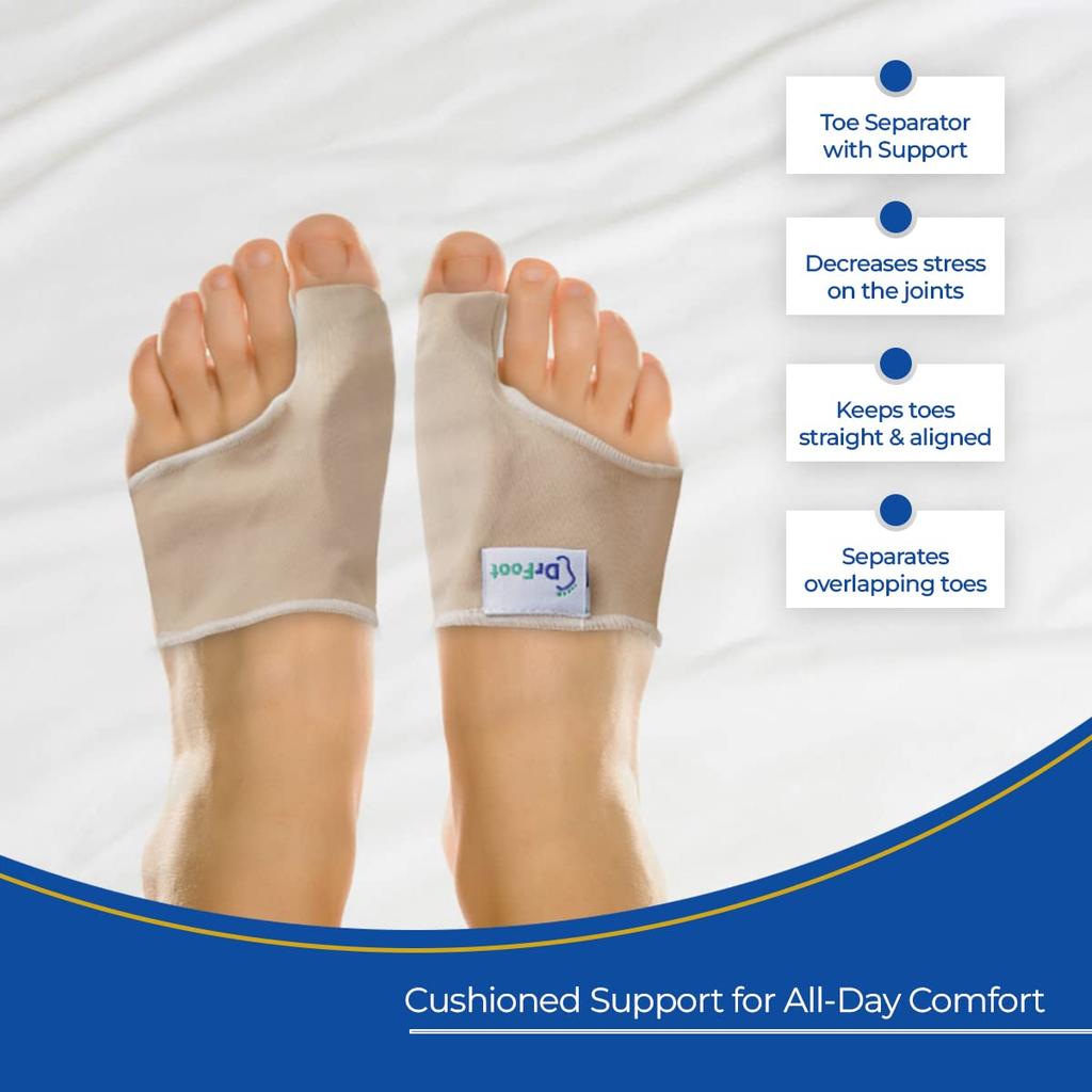 Dr Foot Bunion Corrector With Toe Separator | Effective Toe Realignment Support | Gel Pad Toe Brace Cushion | For Men & Women - Beige Color (Size