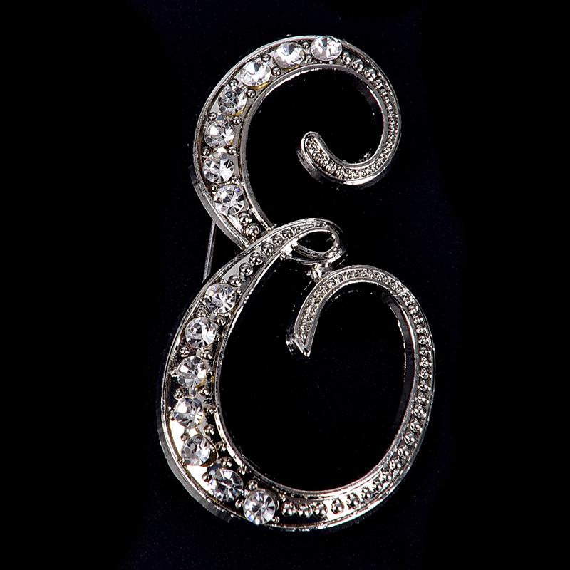 Crystal Rhinestone 26 Letters Women Collar Brooch Pin Corsage Bouquet Jewelry