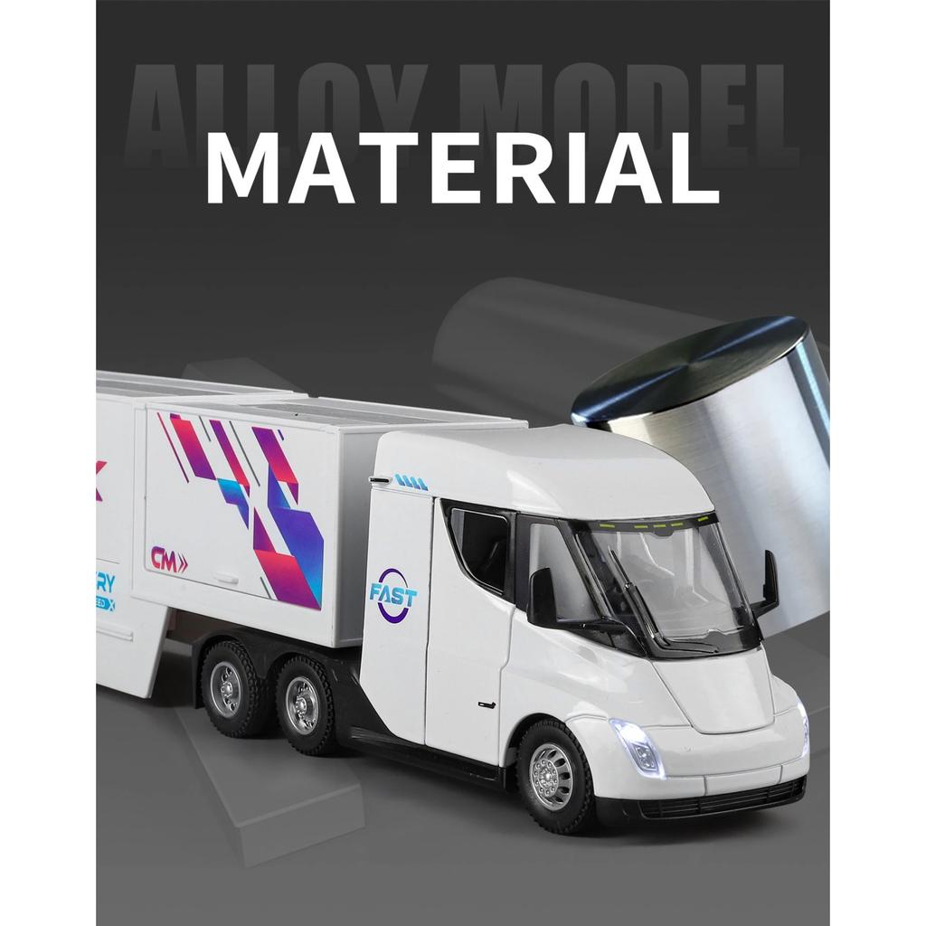 1/32 Semi Container Truck Transport Vehicle Truck Alloy Toy Car Model Sound and Light Children's Toy Collectibles Gift