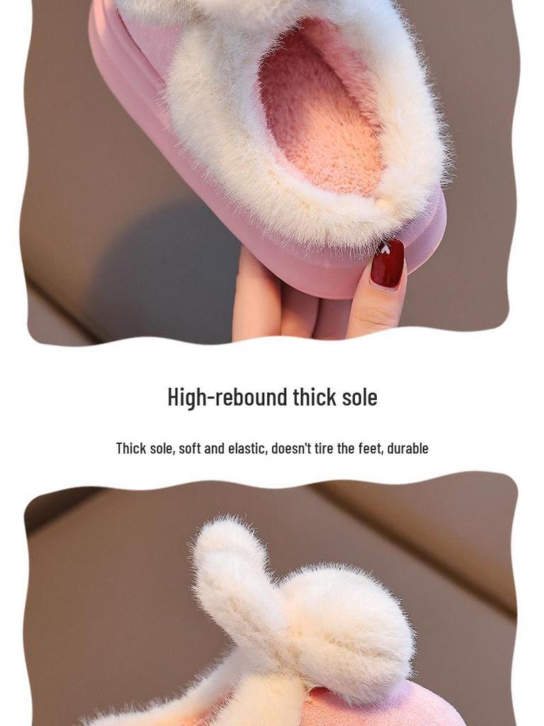 2024 Warm Winter Cotton Slippers for Girls: Indoor/Outdoor, Thickened for Mid-to-Large Children