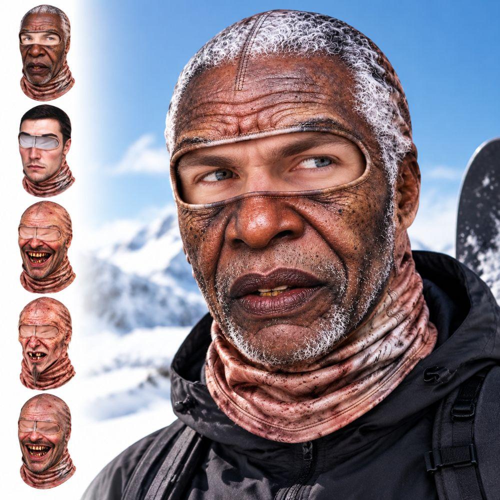 Full Coverage Old Man Balaclava Face Mask White Mustache Ski Mask Hood Costume Parties