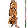 Женское летнее модное платье-майка А-силуэта без рукавов повседневное платье с цветочным принтом/однотонными карманами