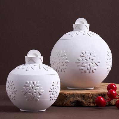 3D Рождественские украшения Форма для силиконовой свечи DIY Круглая рельефная Снежинка Шар Коробка для хранения Гипс Смола Ремесло Литьевые формы
