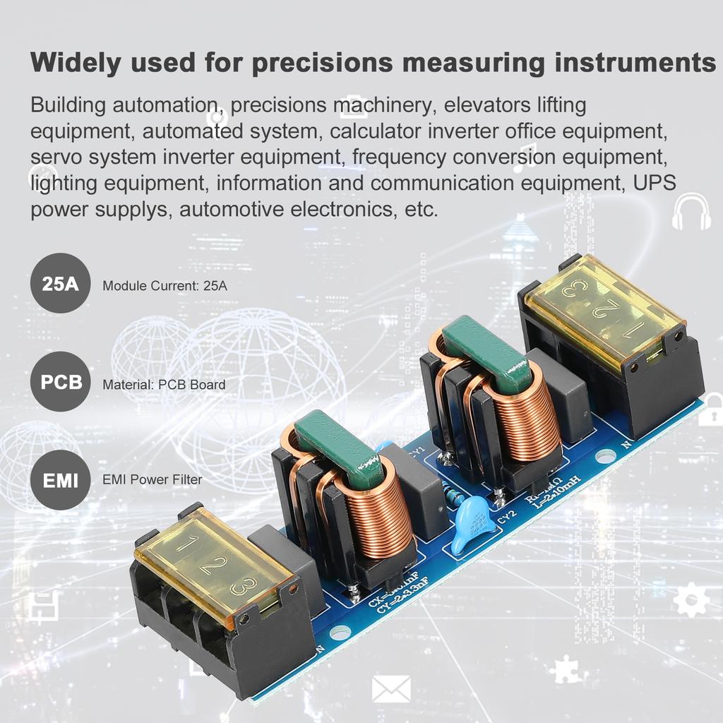 Силовой фильтр. Высокочастотная двухступенчатая плата низкочастотной фильтрации электромагнитных помех для источников питания 25 А.