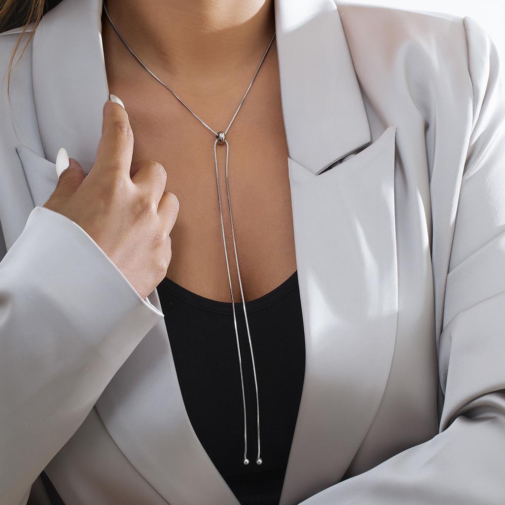 Accessories, Simple and Versatile Long Fringed Necklaces, Stylish Adjustable Metal Collarbone Chain Necklaces