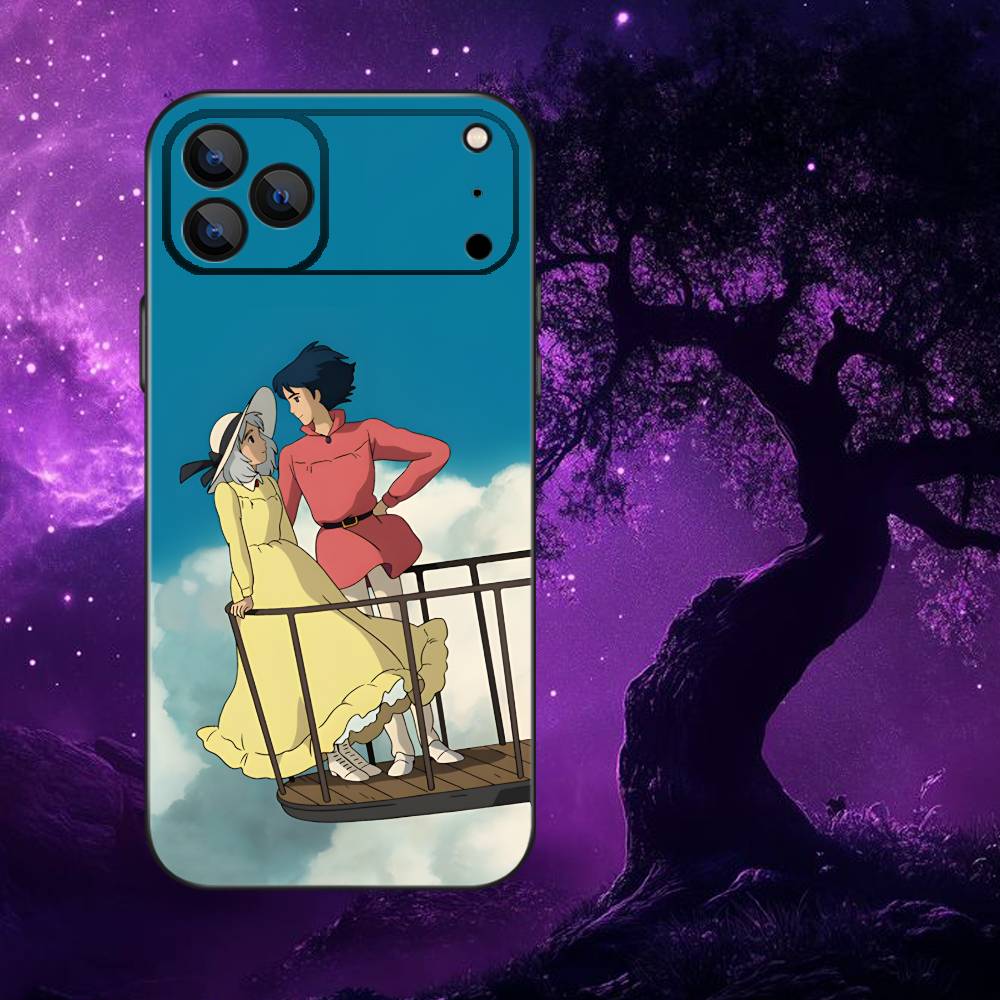 Чехол для телефона H-Howl Anime Sophie для iPhone 17,16,15,14,13,12,Pro,Max,Plus,E,SE4,Air,Mini Черный Мягкий