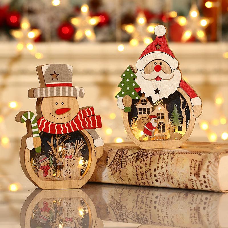 LED Santa Claus Wooden Ornament – Christmas Decoration & Gift