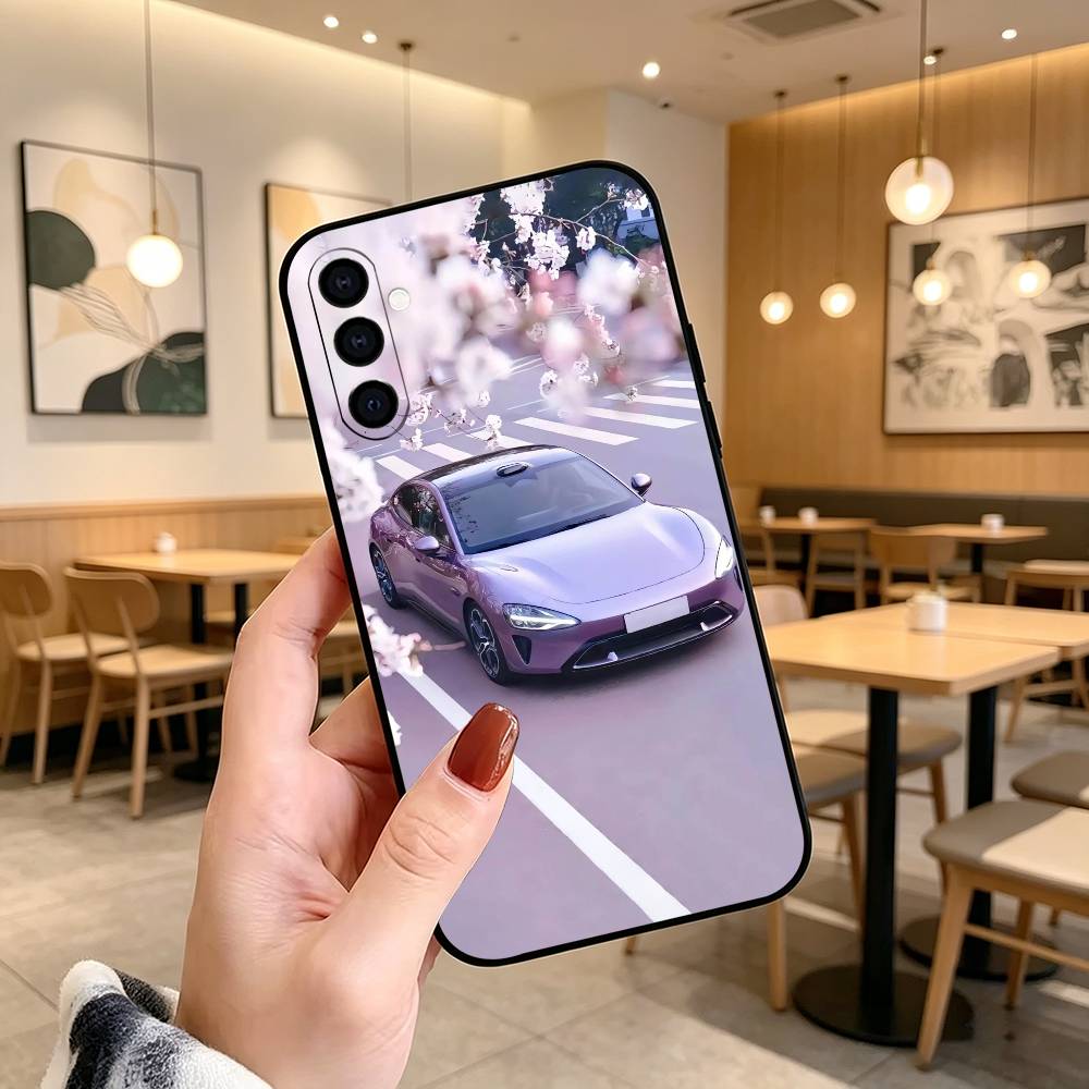 Ultra Sleek Car Su7 Phone Case Black Silicone Soft For Samsung Galaxy A73,A72,A71,A70,A53,A52,A51