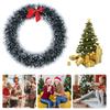 D5 Christmas Artificial Wreath with Red Bow 30CM Cabinet Wreath Durable Plastic Tinsel Wreaths Crafts Xmas Holiday Decoration