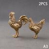 1/2PCS Miniatures Copper Rooster And Hen Ornaments Solid Brass Rooster Small Statue Office Desktop Ornaments Tea Pet Crafts