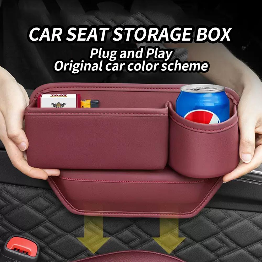 Xiaomi Car Seat Crevice Storage Box, Multifunctional PU Leather Gap Filler Organizer with Cup Holder, Auto Console Side Pocket for Cell