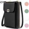 Women CrossBody Phone Bag, Leather Phone Bags for Women Crossbody Waterproof Mobile Phone Bag with Long Strap Zippered Card Slot, Small Shoulder Bag