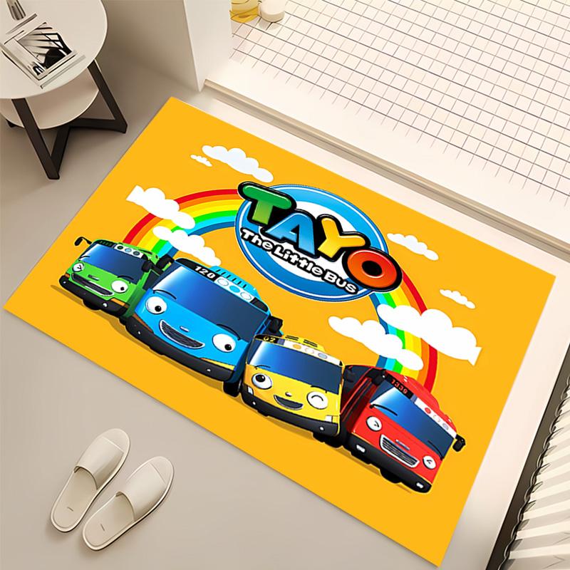 1pc the little bus tayo Print Area Rug - Soft, Washable Non-Slip Indoor Mat, Living Room, Home Office Decorative Rug,Office Decorative