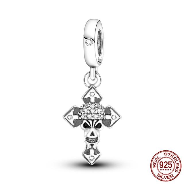 Синий розовый кулон из бисера Подвески подходят для браслета из стерлингового серебра 925 пробы для женщин с маркировкой ювелирных изделий 