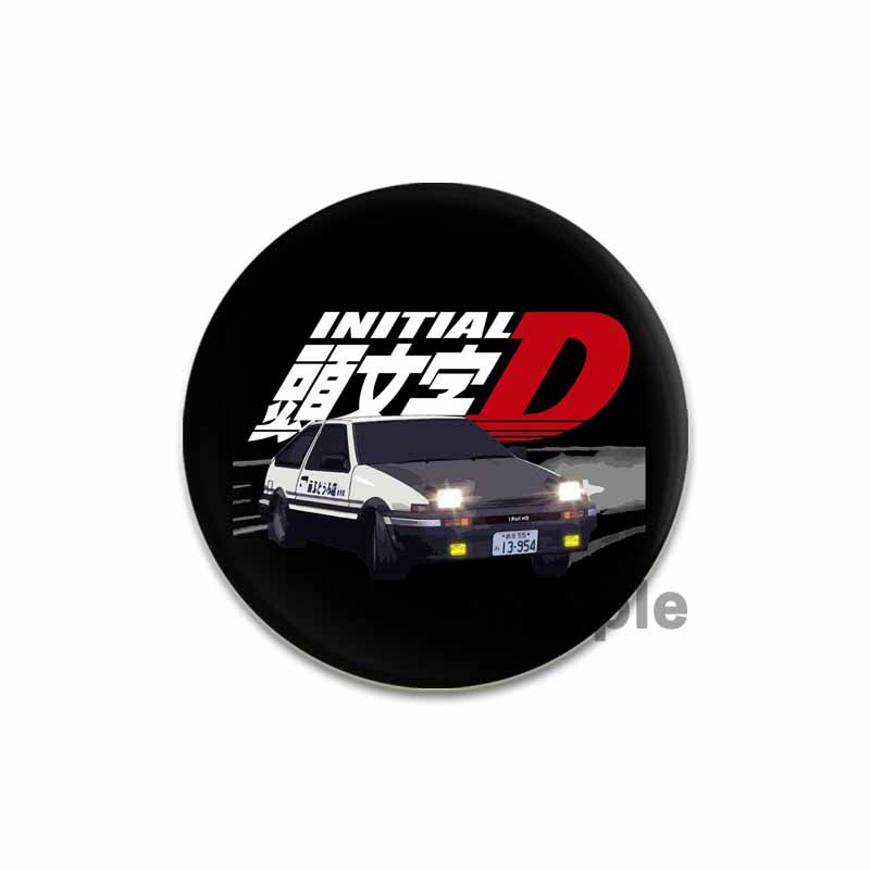 32/44/58MM Initial D Anime Enamel Pins for Clothes Bag Decor Round Cartoon Brooches On Backpack Racing Badge Jewelry Gift Accessory
