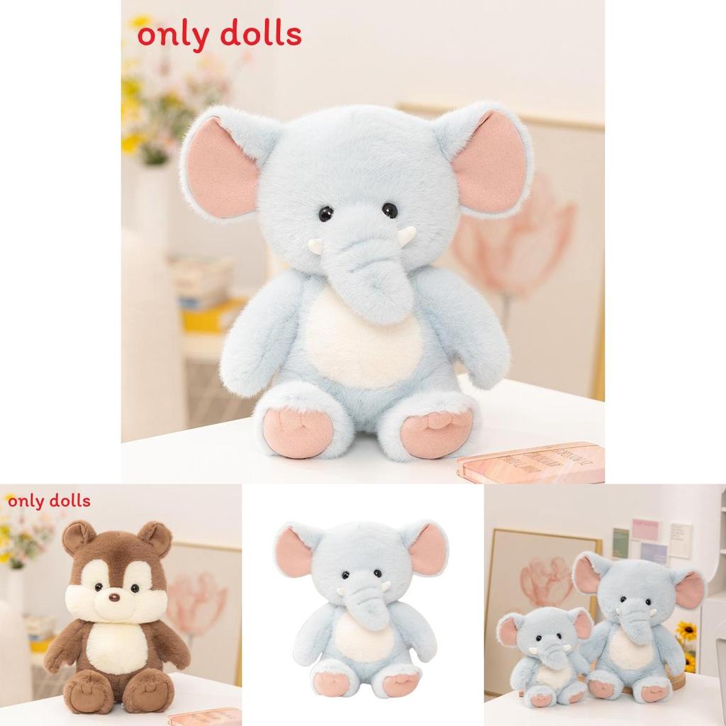 Cute Forest Creature Plushie Set Featuring Squirrel And Elephant For Playroom Decoration