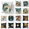 45x45cm Ginkgo Leaf Polyester Cushion Cover Black Gold Leaf Lumbar Pillow Cover Living Room Chair Sofa Home Decor Gift