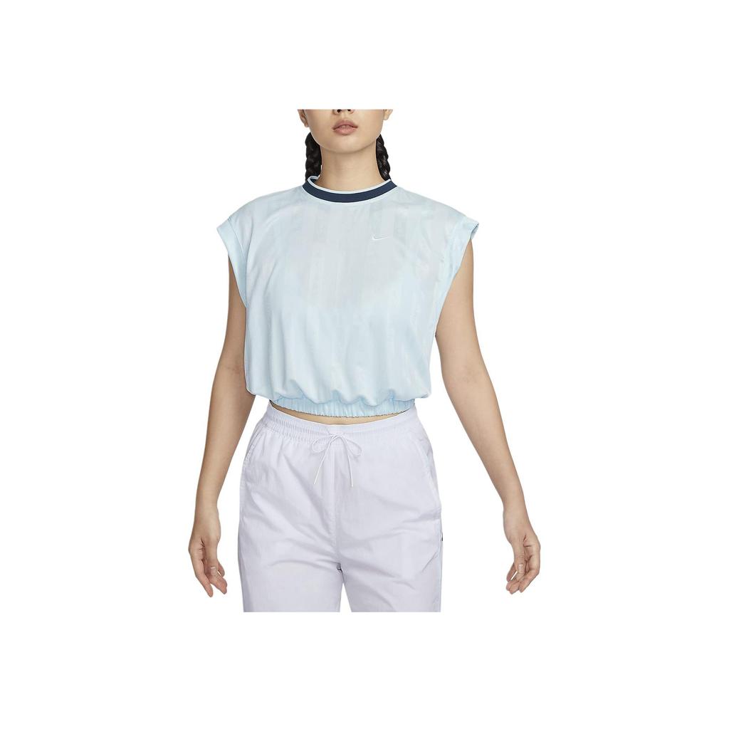 Nike Sportswear Collection Pullover Breathable Dopamine Oversized Crew Neck Sleeveless T-Shirt Women Tops Glacier-Blue FV7550-474