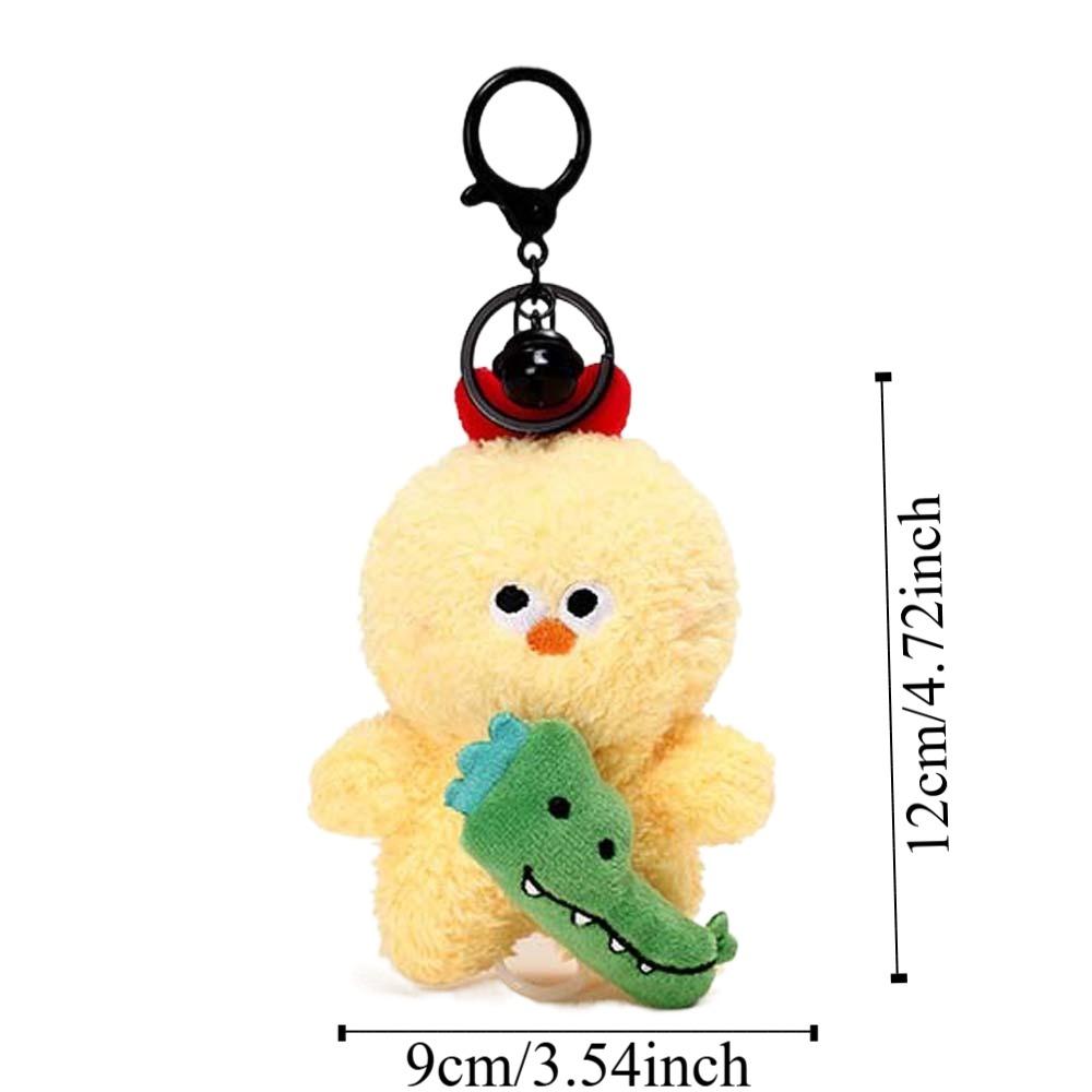 Bear Cartoon Crocodile Pendants Funny Friends Bag Charm Yellow Plush Animal Key Ring  Couple