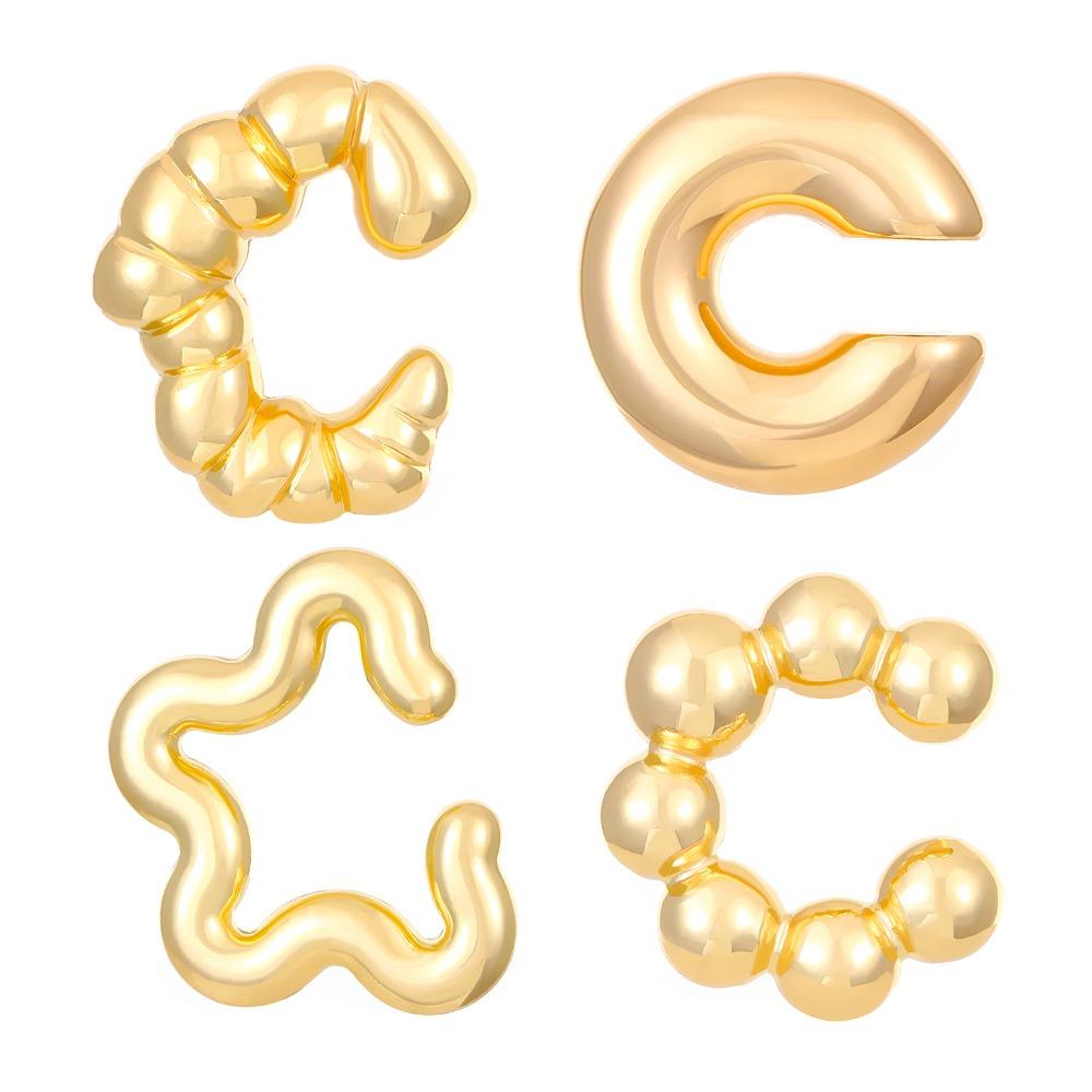 4 шт./набор C-образные клипсы для серег Глянцевые хрящевые каффы для ушей Винтажные ювелирные аксессуары Женские