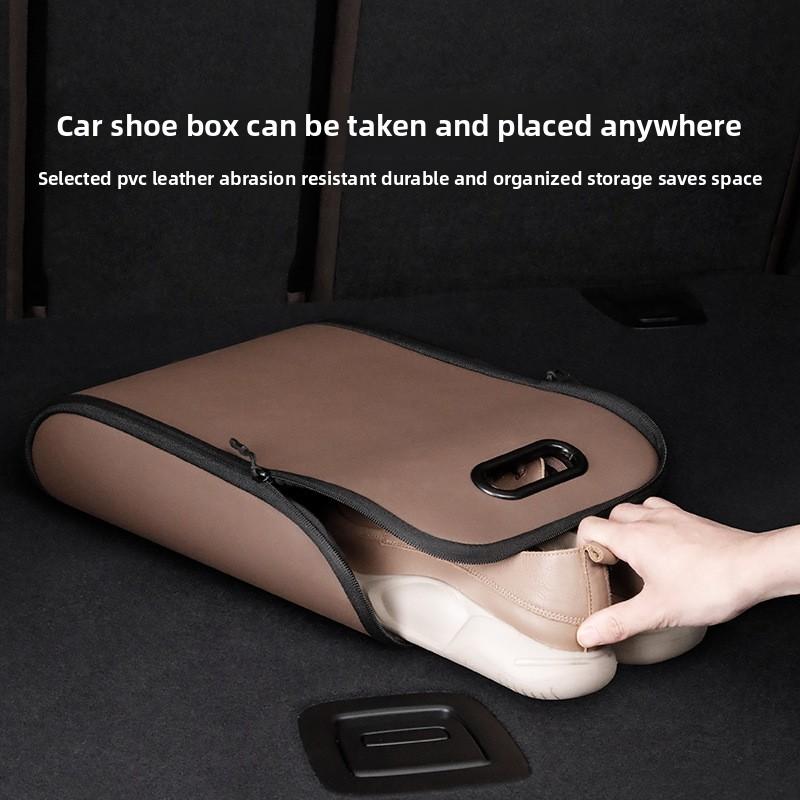 PVC Leather Car Shoe Box Trunk Organizer Rigid Storage Vehicle Accessory