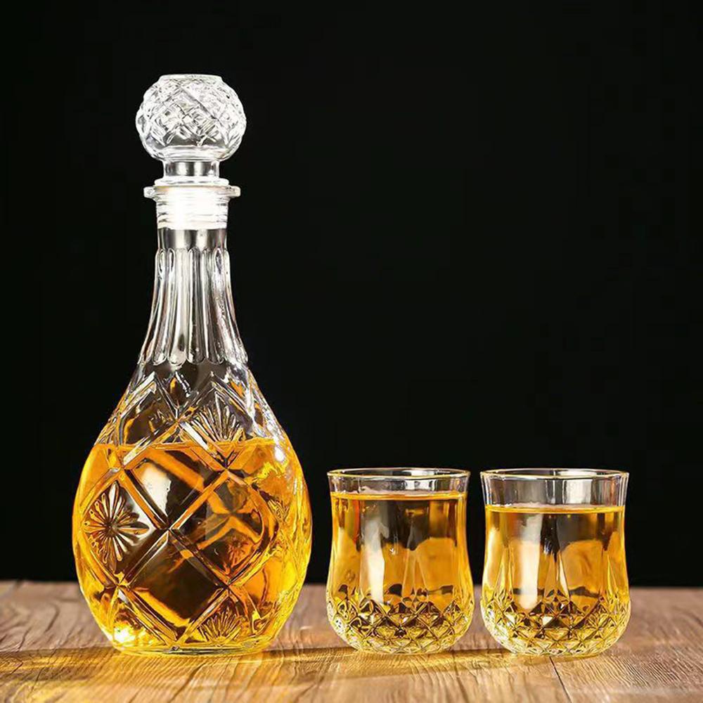 Carving Glass Wine Bottle, Whiskey Red Wine Liquor Wine Separator, Wine Cabinet Decoration, Empty Wine Bottle, 8000/1000ML