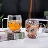 Сухоцветные Двойные Стенки Прозрачного Стекла Кофейные Кружки Двойная Изолированная Стеклянная Чашка Для Горячих Холодных Напитков Чашка Для Капучино Латте Эспрессо