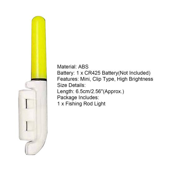 Ночной рыболовный фонарь для удилища Водонепроницаемый Работает от батарейки CR425 Высокая яркость Портативный Тип клипсы Привлечение рыбы Универсальный Дальний заброс Морской