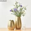 DXUIALOI Simple and Creative Ceramic Electroplated Golden Vase, Living Room Desktop Flower Arrangement Home Decoration