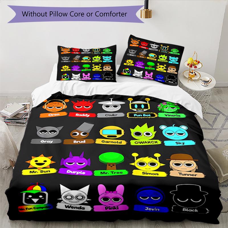 3pcs SPRUNKI1 Design Cover Set - HD Printed Bedding with 1 Cover and 2 Pillowcases - Perfect for Home and Dorm Decor