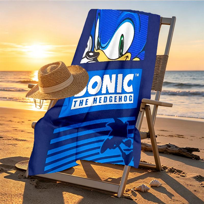Sonic Print Beach Towel Design, Soft, Lightweight. for Home Bathroom, Spa, Pool, Yoga, Surfing, Camping, Gift for Family, Friend