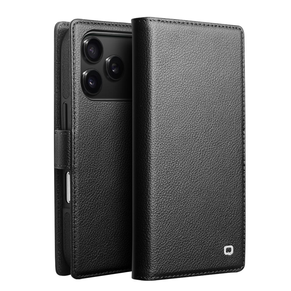 QIALINO Чехол для iPhone 17 Pro Max, совместимый с MagSafe, съемный кошелек-чехол для телефона из натуральной коровьей кожи