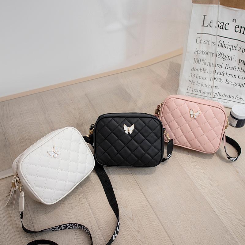 Butterfly Diamond Square Bag for Women Leather Shoulder Crossbody Bags Casual Messenger Bag