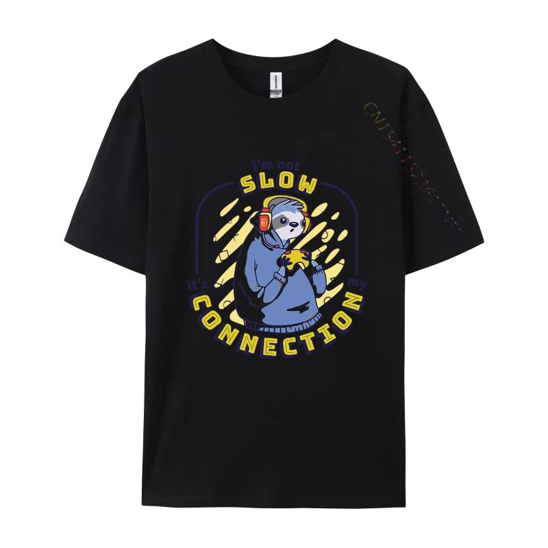 Slow Connection Sloth Gamer Funny Sloth Tshirts Men Clothess Tshirts Unique TShirt Cotton Gothic Animes Alternative