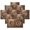 EU France Standard Retro Switch Vintage Metal Aluminum Wire Drawing Alloy Wall Socket Universal Home Light Switch Power Outlet