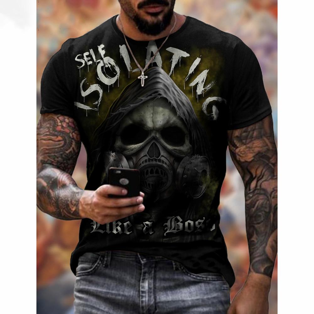 Mens T Shirt Horror Retro Skull Fashion T Shirt Summer Casual Short Sleeve Tee Hop Streetwear Mens Clothing Personality Tops