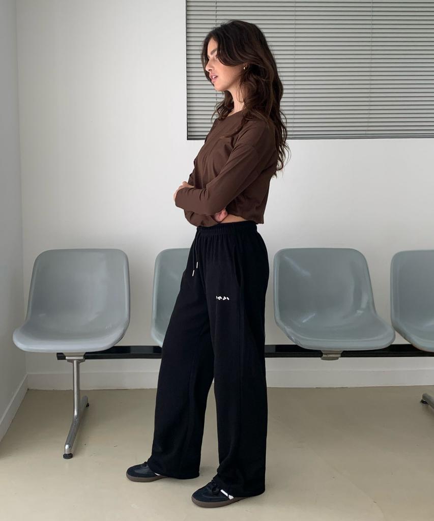 INJIACTIVE Ribbed Sweatpants Black