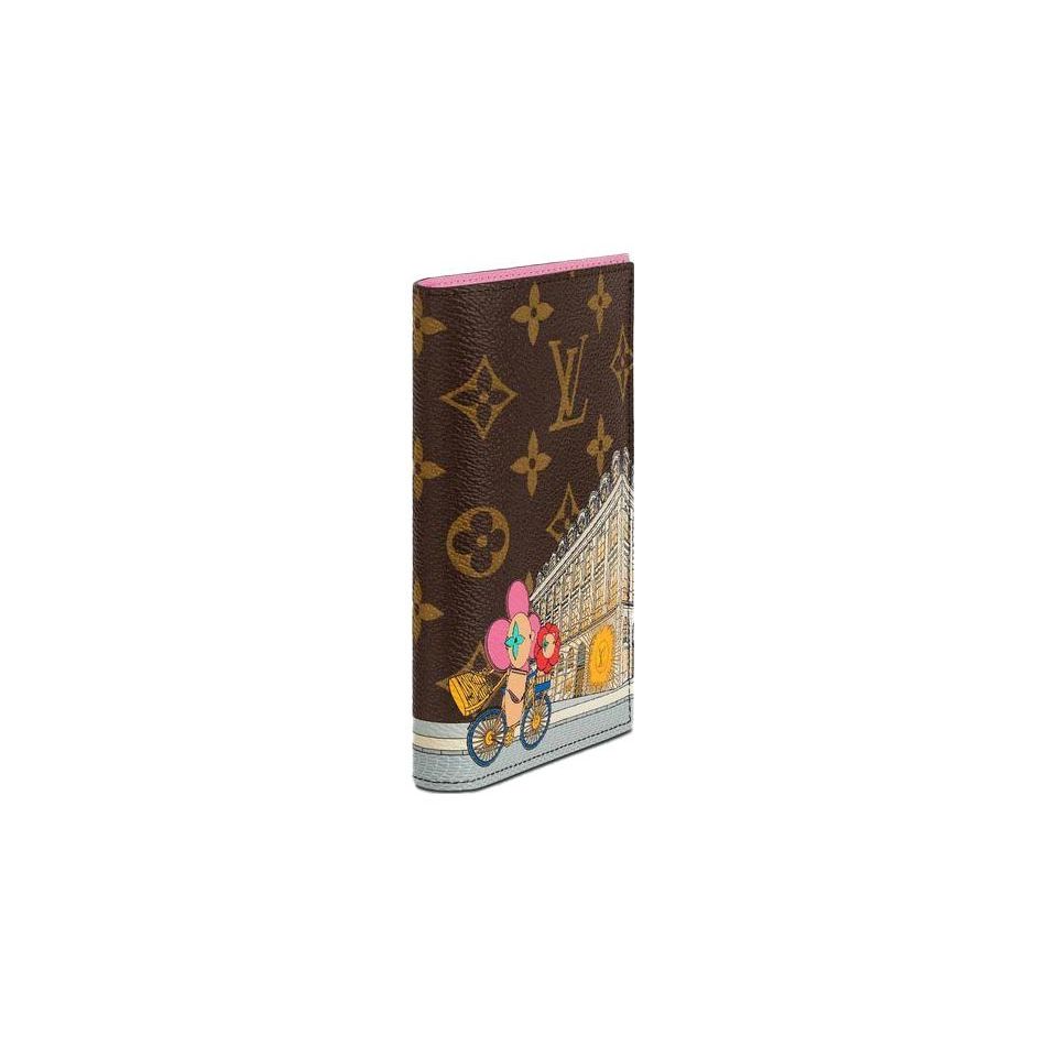 Louis Vuitton Christmas Limited Edition Passport Cover Monogram Graffiti Folded Leather Wallet Card Holder Women wallet Brown M81635