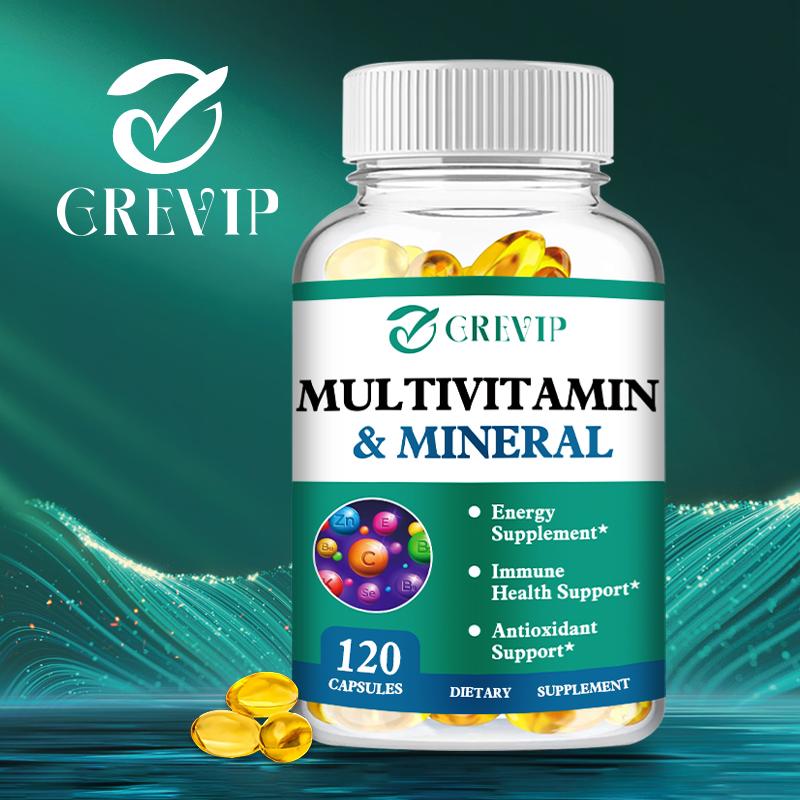 GREVIP Мягкие желатиновые капсулы Мультивитамины содержат необходимые витамины и минералы, высокую концентрацию витаминов группы B и поддерживают антиоксидантную активность.